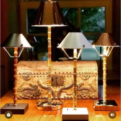 Pamono Lamp in Bamboo with Black Finish and Charger from Isander Borges> Table Lamps