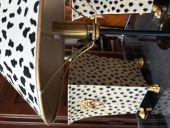 Pamono Lamp with Leopard-Print Metal Lampshade by Gand & C> Table Lamps