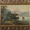 New Pamono Landscape with Chateau Chillon Leman Lake, Switzerland, Oil Painting on Canvas, Early 20th Century, Framed