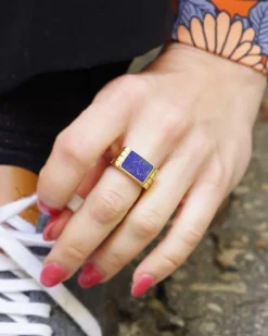 Pamono Lapis Lazuli Tank Ring> Rings