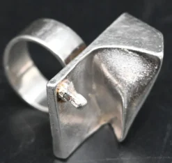 Pamono Lapponia A Space Series Silver Ring by Bjorn Weckstrom><noscript><img width=