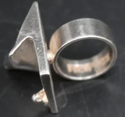 Pamono Lapponia A Space Series Silver Ring by Bjorn Weckstrom><noscript><img width=