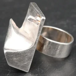 Pamono Lapponia A Space Series Silver Ring by Bjorn Weckstrom><noscript><img width=