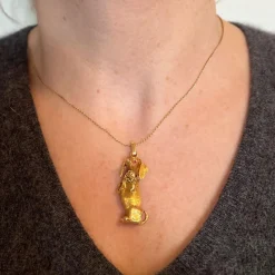 Online Pamono Large 18 Karat Yellow White Gold Dachshund Dog Charm Pendant with Ruby, 1950s