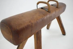 Pamono Large Adjustable Gymnastic Leather Pommel Horse, 1950s><noscript><img width=