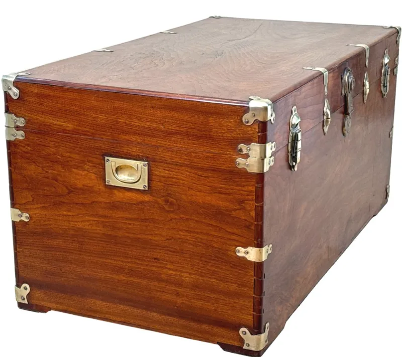 Online Pamono Large Antique American Military Camphor Campaign Trunk, 1860