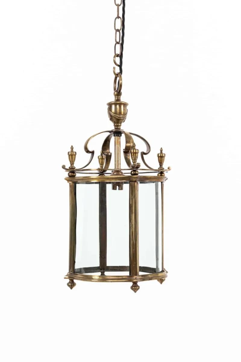 Pamono Large Antique Brass Porch Lantern from Faraday & Son> Ceiling Lights