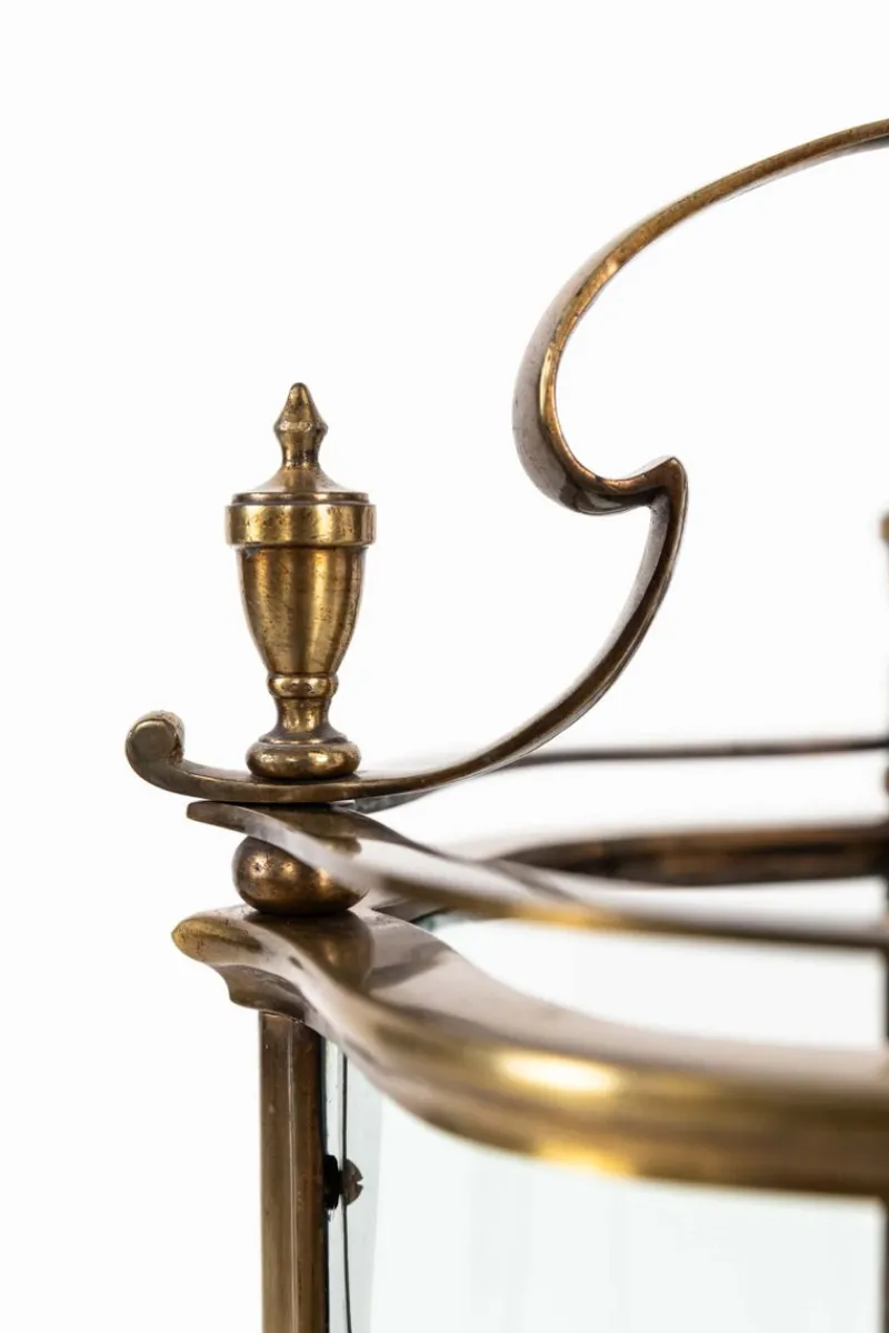 Pamono Large Antique Brass Porch Lantern from Faraday & Son> Ceiling Lights