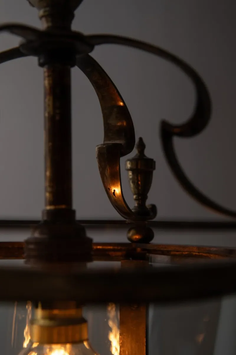 Pamono Large Antique Brass Porch Lantern from Faraday & Son> Ceiling Lights
