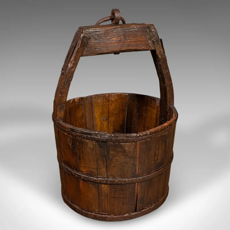 Pamono Large Antique Country Garden Well Bucket, 1800> Planters And Jardiniere