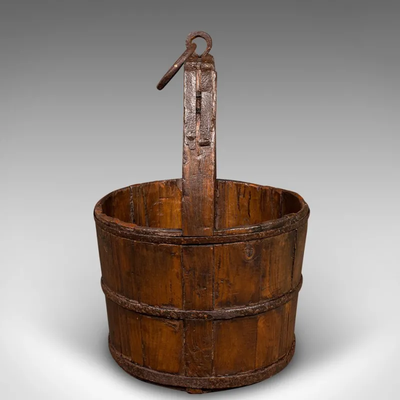 Pamono Large Antique Country Garden Well Bucket, 1800> Planters And Jardiniere