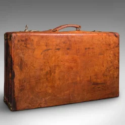 New Pamono Large Antique English Leather Suitcase
