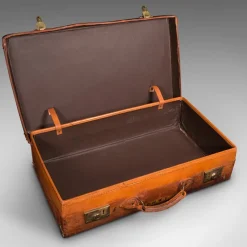 New Pamono Large Antique English Leather Suitcase