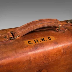 New Pamono Large Antique English Leather Suitcase