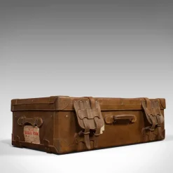 Best Pamono Large Antique English Leather Travel Suitcase