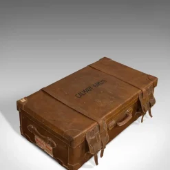 Best Pamono Large Antique English Leather Travel Suitcase