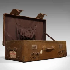 Best Pamono Large Antique English Leather Travel Suitcase
