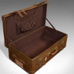 Best Pamono Large Antique English Leather Travel Suitcase