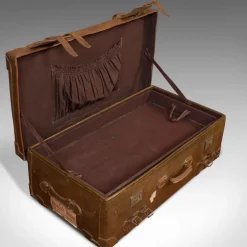 Best Pamono Large Antique English Leather Travel Suitcase