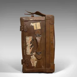 Best Pamono Large Antique English Leather Travel Suitcase