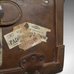 Best Pamono Large Antique English Leather Travel Suitcase