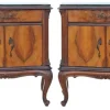 Pamono Large Antique Figured Walnut Bedside Tables, 1925, Set of 2> Nightstands