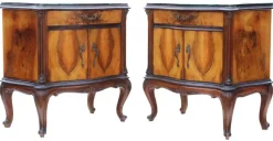Pamono Large Antique Figured Walnut Bedside Tables, 1925, Set of 2><noscript><img width=
