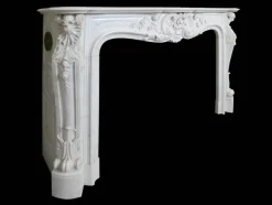 New Pamono Large Antique French Louis XV Fireplace Mantel in Carrara Marble