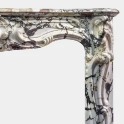 Pamono Large Antique French Rococo Marble Fireplace Mantel><noscript><img width=
