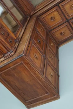 Pamono Large Antique German Pitch Pine Corner Apothecary Cabinet, 1900s><noscript><img width=