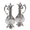Pamono Large Antique German Silver and Cut Glass Wine Jugs, 1900, Set of 2
