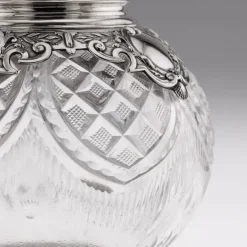 Pamono Large Antique German Silver and Cut Glass Wine Jugs, 1900, Set of 2