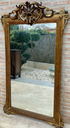 Pamono Large Antique Gold Leaf Ornate Carved Wall Mirror> Mirrors