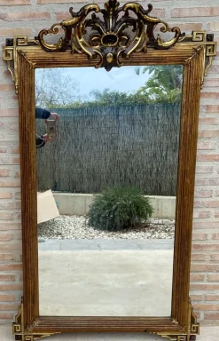 Pamono Large Antique Gold Leaf Ornate Carved Wall Mirror><noscript><img width=