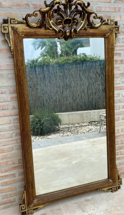 Pamono Large Antique Gold Leaf Ornate Carved Wall Mirror><noscript><img width=