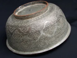 Hot Pamono Large Antique Islamic Engraved Tinned Copper Bowl, 1890s
