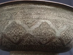 Hot Pamono Large Antique Islamic Engraved Tinned Copper Bowl, 1890s