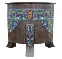 Online Pamono Large Antique Japanese Meiji Period Chinese Bronze Champleve Enamel Jardiniere Planter Bowl, 1920s