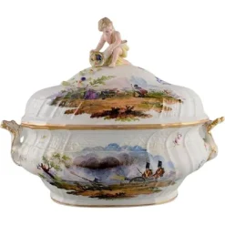Clearance Pamono Large Antique Lidded Tureen in Hand-Painted Porcelain from Meissen