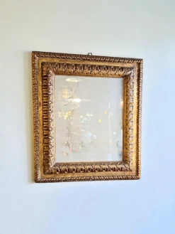 Pamono Large Antique Mirror in Carved Wooden Box Frame> Mirrors