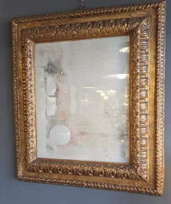 Pamono Large Antique Mirror in Carved Wooden Box Frame> Mirrors