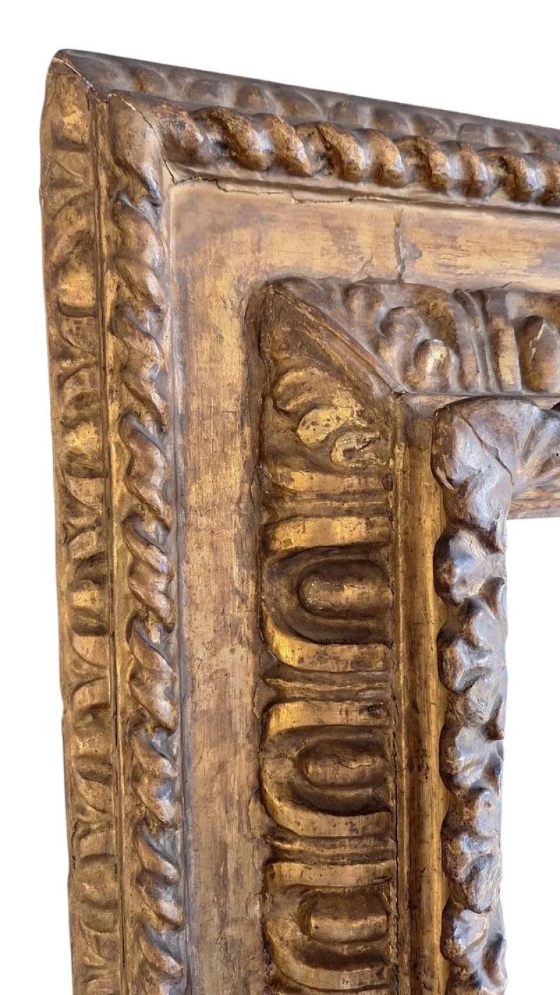 Pamono Large Antique Mirror in Carved Wooden Box Frame> Mirrors
