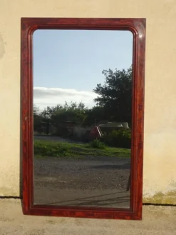 Pamono Large Antique Mirror with Flamed Mahogany Frame, 1890s