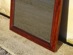 Pamono Large Antique Mirror with Flamed Mahogany Frame, 1890s