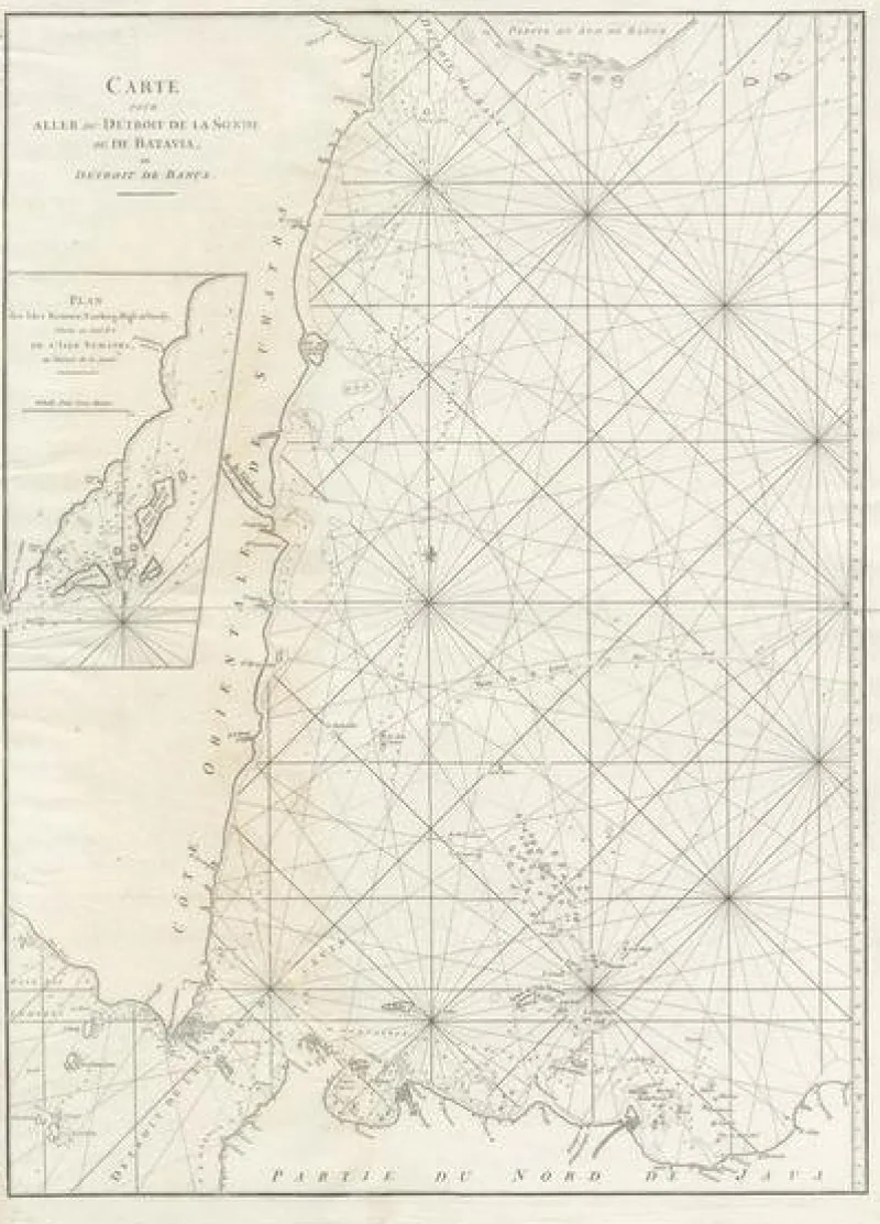 Pamono Large Antique Sea Chart of the South-Eastern Coast of Sumatra> Wall Decor