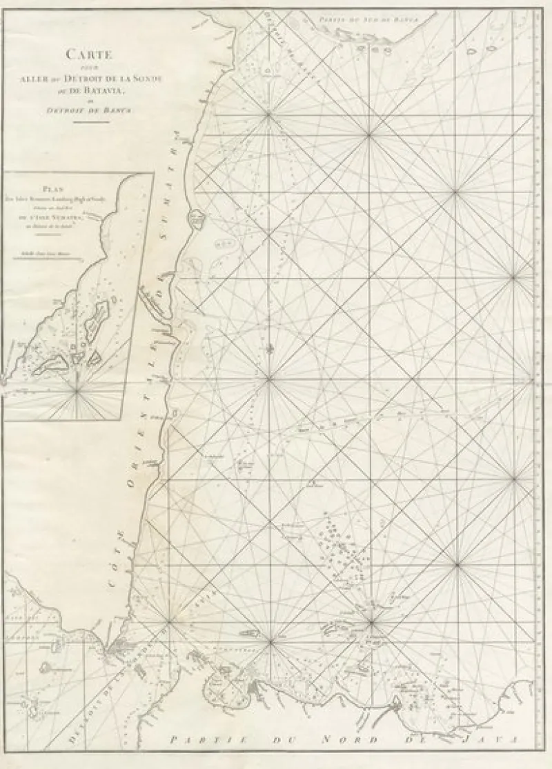 Pamono Large Antique Sea Chart of the South-Eastern Coast of Sumatra> Wall Decor