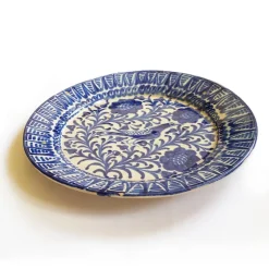 Pamono Large Antique Spanish Fajalauza Pottery Hand-Painted Bowl><noscript><img width=