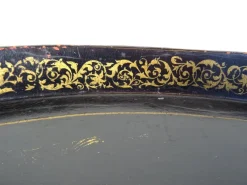 Pamono Large Antique Tin Tray with Hand Painted Flowers><noscript><img width=