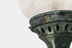 Outlet Pamono Large Antique Verdigris Bronze Torchiere Wall Lamps, 1890s, Set of 2