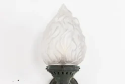 Outlet Pamono Large Antique Verdigris Bronze Torchiere Wall Lamps, 1890s, Set of 2